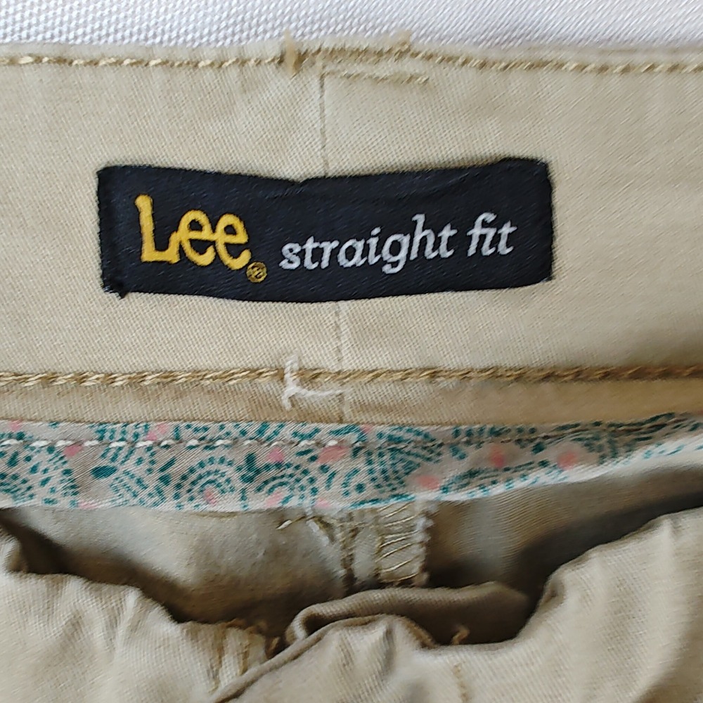 Lee Straight Fit Khaki Chino Shorts Tan Cotton Blend Casual Summer Womens 32 - Picture 4 of 5